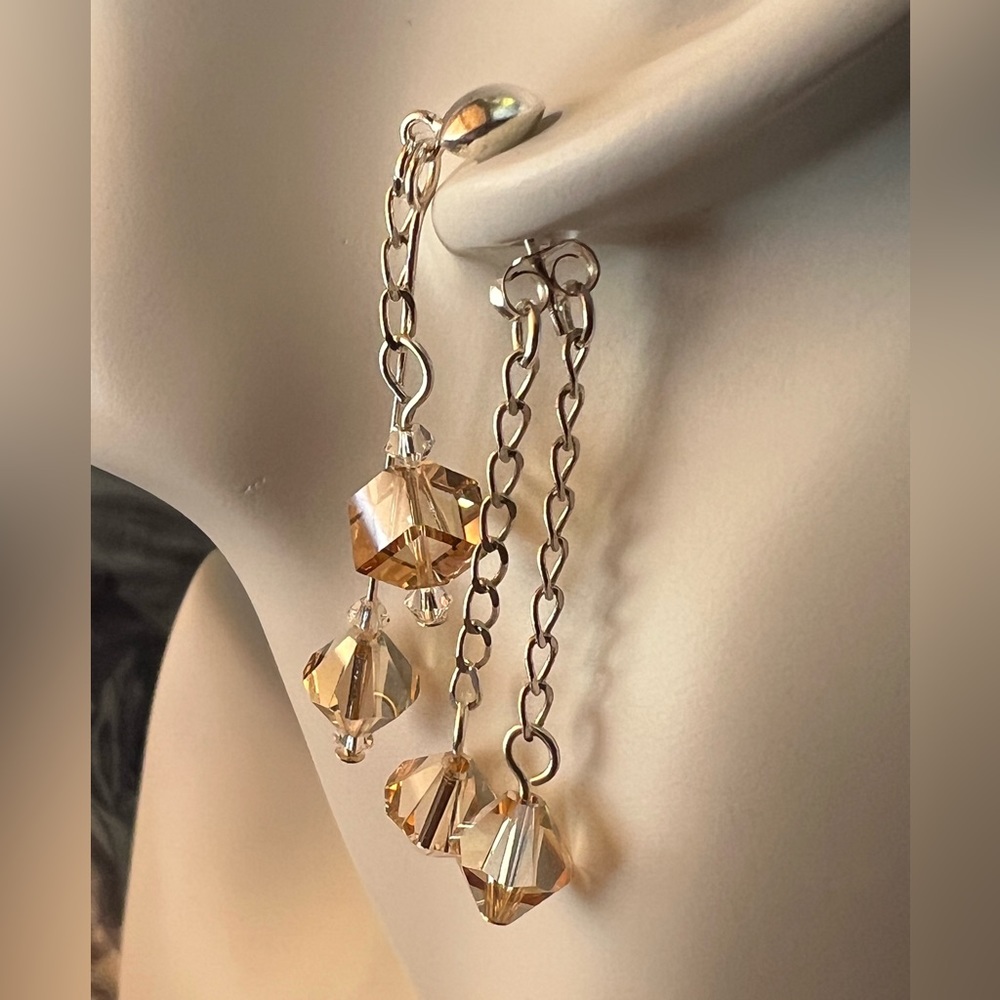 NEW Sterling Silver and Colorado Topaz Swarovski Crystal Earrings